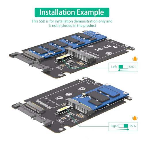 Adaptador 2 en 1 M.2 NGFF Key B y mSATA a SATA 3 con carcasa 7mm miniatura 7