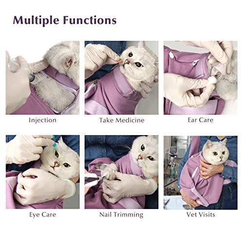 Cat Grooming Bag for Nail Trimming, Pet Grooming Hammock for Vet Visits, Adjustable Anti-Bite and Anti-Scratch Cats/Dogs Restraint Bag for Injection, Medicine Taking - Size S