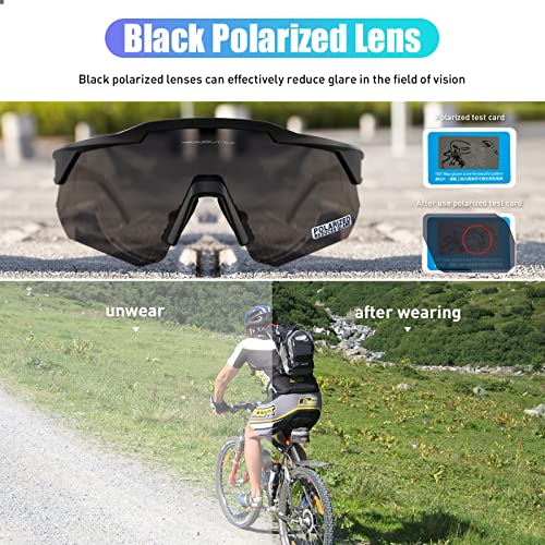 Kapvoe Cycling Glasses Mountain Bike Sunglasses Polarized Mtb Road Bike Riding Bicycle Sports For Men Women Running With 3 Lenses #TOP3