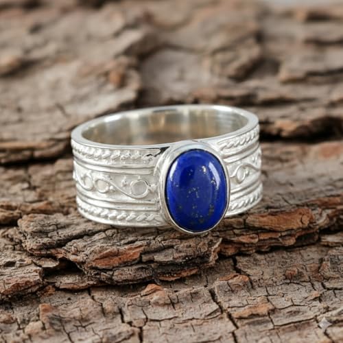Image of 55Carat Choose Your Color Genuine Gemstone Sterling Silver Ring Band Vintage Handmade Jewelry Sizes 5-12