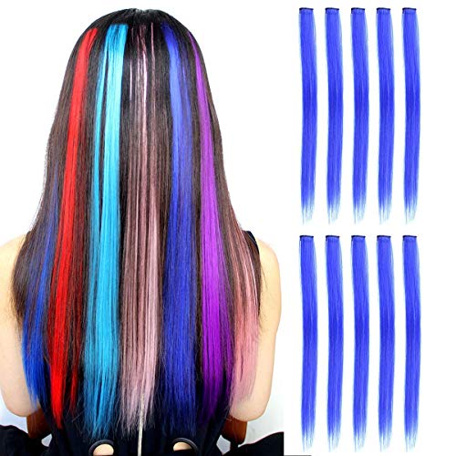 10pcs Colored Clip in Hair Extensions 22