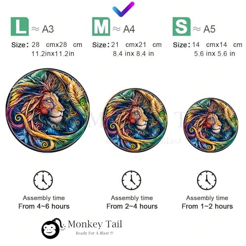 Image of MONKEYTAIL Whimsy Wooden Jigsaw Puzzle for Adults - Laser-Cut Pieces, 3D Puzzle Box as Birthday Gift for Boys & Girls - Brain Teaser, Home Decor & Family Game (VIBL, Size: Medium)