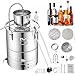 VEVOR Kit di Distillatore Elettrico Alcol in Acciaio Inox Capienza 50L Potenza Nominale 2800W con Pompa dell'Acqua Potenza 6,8-8W, Alambicco Distillatore in Acciaio Inox Uso Alimentare Acqua Alcol