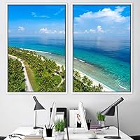 2 Piece Framed Canvas Wall Art Coastal Scenery Canvas Prints Home Artwork Decoration for Living Room,Bedroom - 16