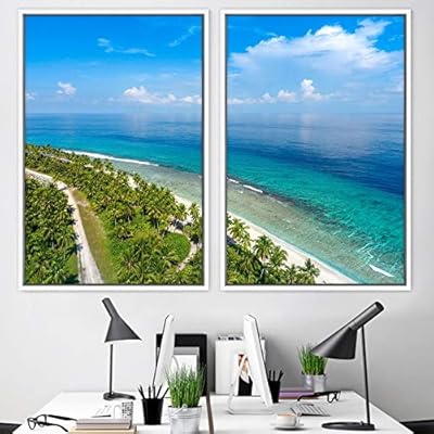 signwin 2 Piece Framed Canvas Wall Art Coastal...