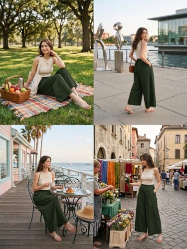 Image of Leriya Fashion Women High Waist Wide Leg Trousers | Casual & Formal Poly Cotton Pants for Women | Loose Fit Track Pants | Relaxed Fit Pleated Trousers for Casual & Semi-Formal Wear