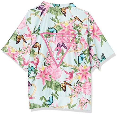GUESS Girls' All Over Print Stretch Microfiber Zip Front Active Top2