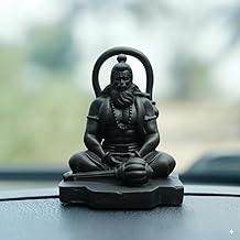 Swarnhouse Lord Hanuman Idol for Car Dashboard, Home, Office Desk – Hanuman Murti for for Pooja, Temple Showpiece, Decoration, Festivals and Gifting 9 cm (Black Matte)
