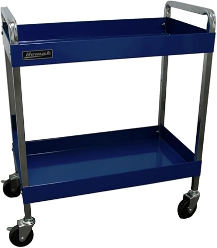Homak - Carrito de servicio multiusos de 2 estantes, azul, 30 pulgadas