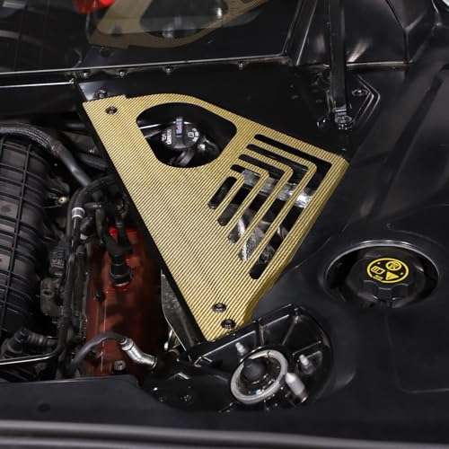 Image of TOYCIDFG Carbon Fiber Engine Bay Panel Cover, Left Right Splash Shield Oxidation Case Guard Compatible with C8 Corvette 2020-2023 Auto Interior Body Part Accessories (Carbon Fiber - Yellow)