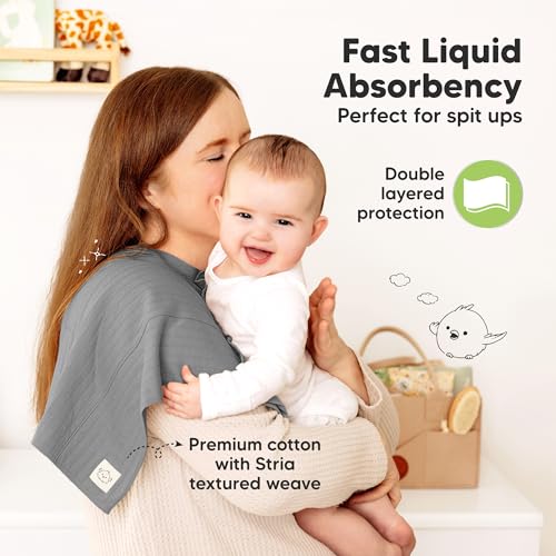 KeaBabies 6-Pack Baby Burp Cloths for Boys and Girls and Baby Hair Brush and Comb Set - Large Burp Cloths, Burping Clothes for Newborn - Wooden Brush with Soft Goat Bristle2