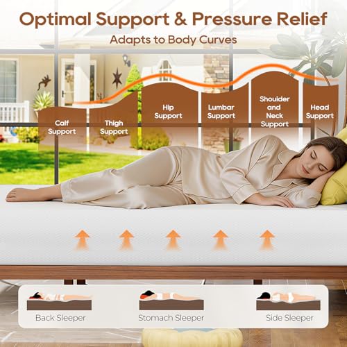 Image of FDW 12 Inch Twin XL Mattress, Medium Firm Base Foam, Breathable & Comfortable with Removable Washable Zipper Cover, Bed in a Box, CertiPUR-US Certified, White
