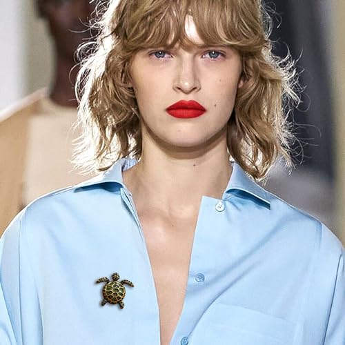 Image of Sea Turtle Rhinestone Brooch Pin for Women Girls Crystal Colorful CZ Ocean Animal Golden Plated Pins Clip Lapel Shirt Dress Jacket Badge Brooches Pins Cute Jewelry Gifts Birthday