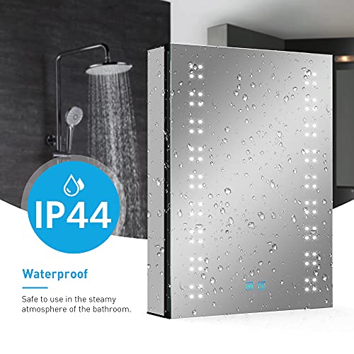 Tokvon® Sparklers LED Badkamerspiegelkast verlichte kasten met Shaver stopcontact 3-kleuren-LED Touch schakelaar Anti… - Image 8