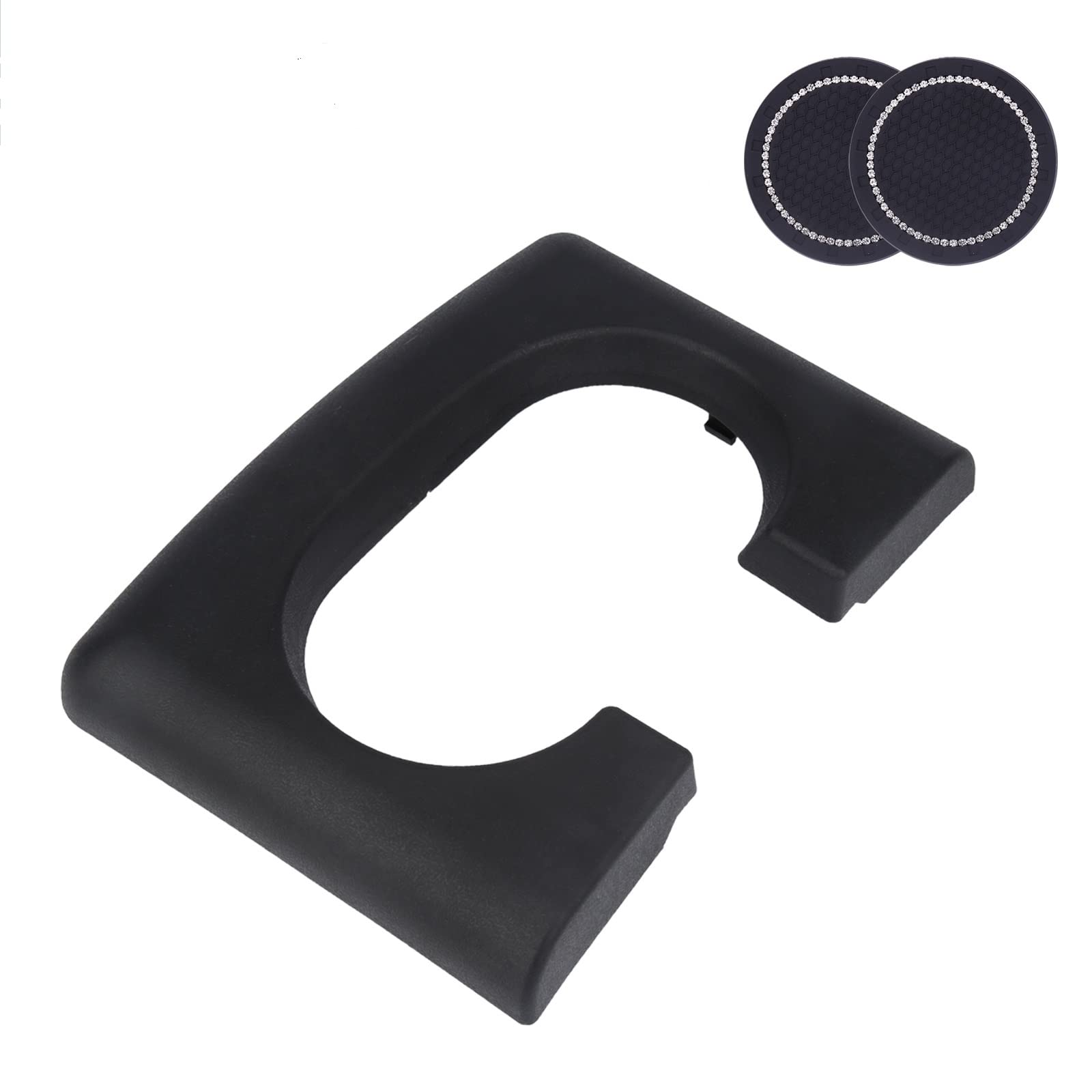 Center Console Cup Holder Replacement Pad, Bench Seat Center Console Cupholder Armrest Pad,Include 2pcs Coasters,Compatible with 2004-2014 Ford F-150 (Black)