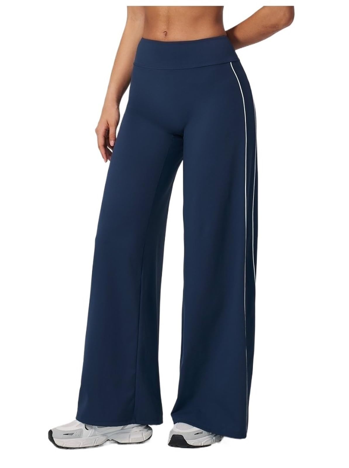 AWSQ23 Pantalones Yoga Mujer Cintura Alta - Control Barriga, Suaves y Elásticos, Pierna Ancha - Casual y Entrenamiento