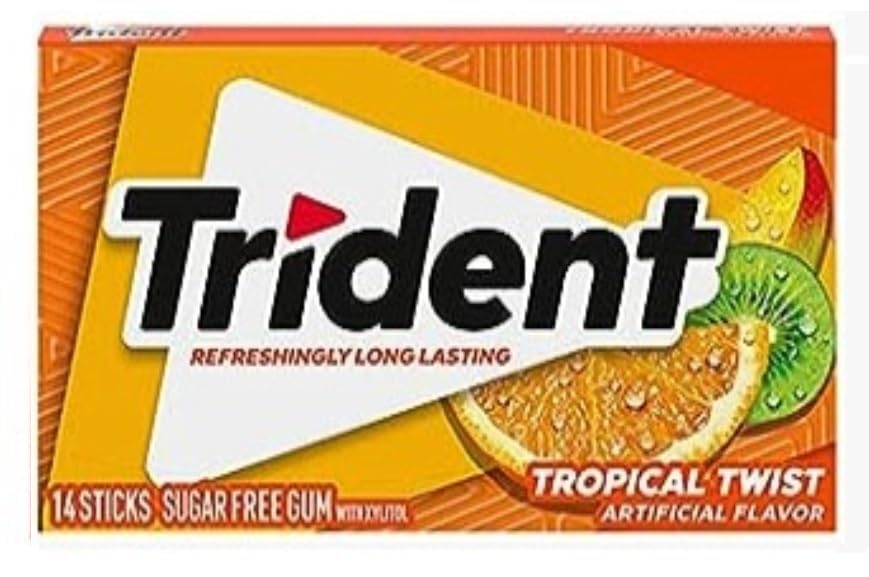 Trident Gum Variety Pack Long Lasting (Original,Watermelon,Spearmint,Peppermint,Cinnamon,Tropical,Bubble Gum,Berry Lime) Classic Chewing Gum Each 26gm Pack Of 8 - Image 7 thumbnail