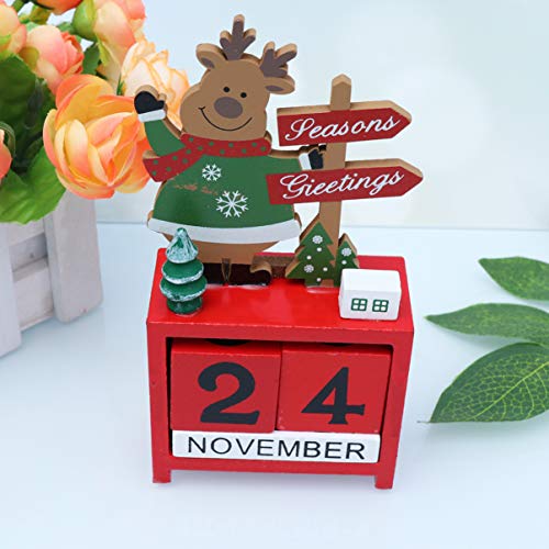 Calendário decorativo de madeira LIOOBO Enfeites de Natal Calendário de contagem regressiva para esc