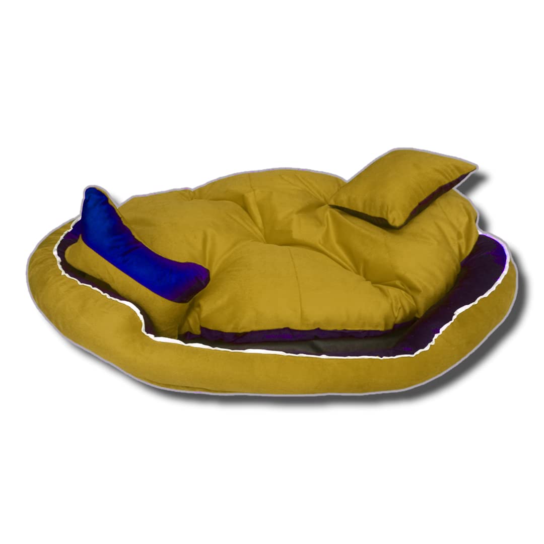 ROYALS RORE Dog Bed Soft Washable Reversible Dog Bed for Small Dogs | Medium | Large | Extra Large | XL | L | XXL | XXXL | Cats | Puppy | Pet | Dogs Bed | Pack of 2 Pillow Free (L, Yellow) (B0BYY433LJ) Amazon Price History, Amazon Price Tracker