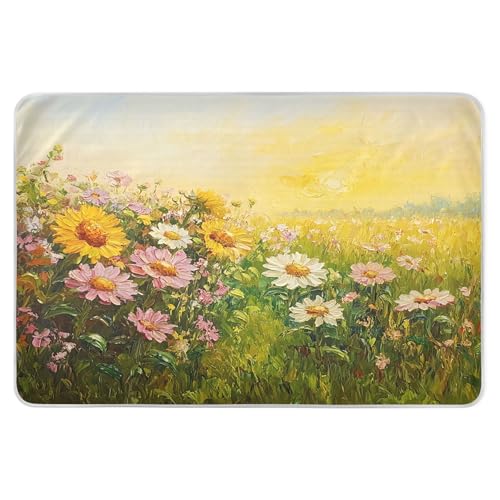 Takiito Oil Painting of Sunflowers Bed Pad Reusable Bed Underpad Washable Waterproof Leak-Proof Quick Dry Incontinence Pee Pad for Toddlers Kids Adults Pets 34x52 in