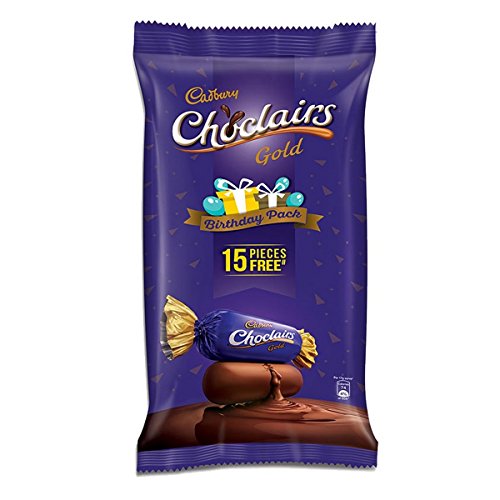 Image of Cadbury Choclairs Gold Birthday Pack, 655.5g (Pack of 100 with Free 15 Pieces)