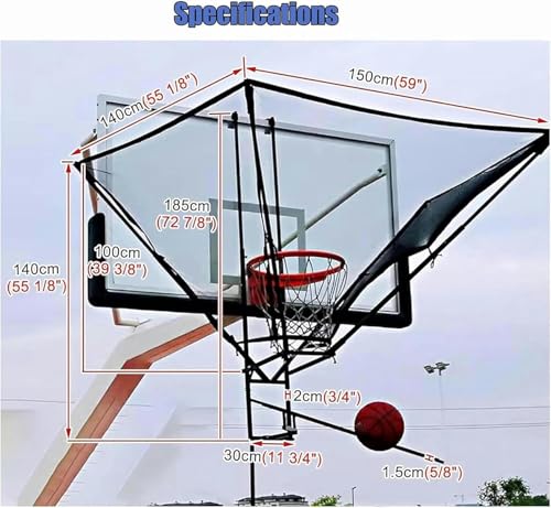 Sistema Portatile di Ritorno dei tiri da Basket e Rete di Rimbalzo - Dispositivo di Allenamento Pieghevole Regolabile per Bambini, Adolescenti e Adulti - Perfetto per Principianti e per Lo s