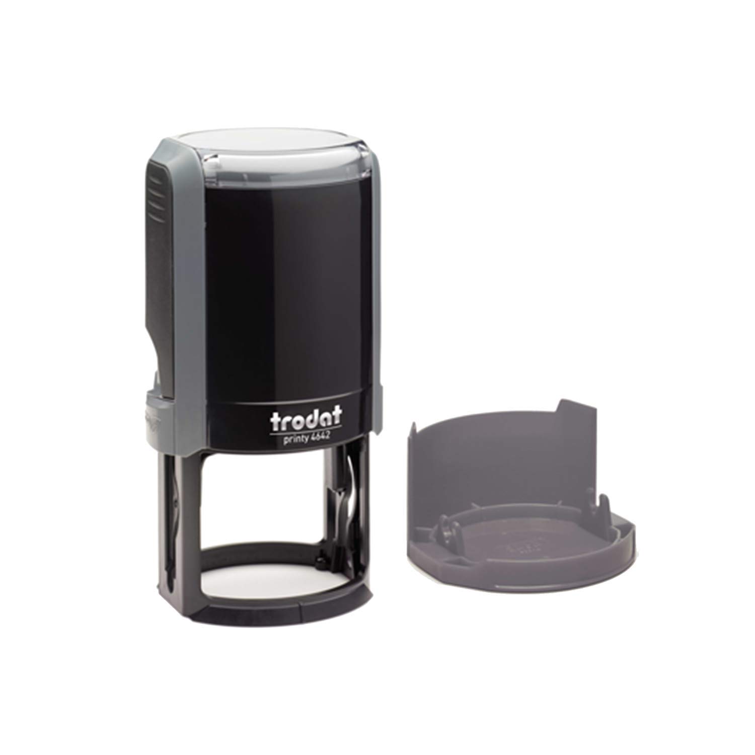 Trodat Printy 4642 - Tampon Encreur Professionnel Automatique 8 lignes À Personnaliser - Empreinte 42 mm de diamètre Offerte (Gris)