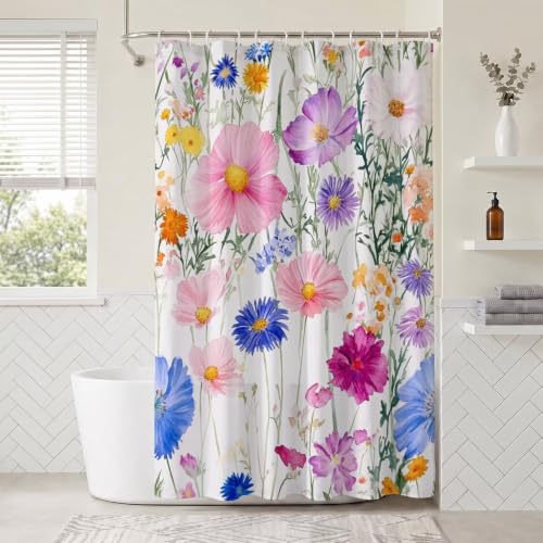 Rideau de douche anti moisissure en polyester avec anneaux inclus