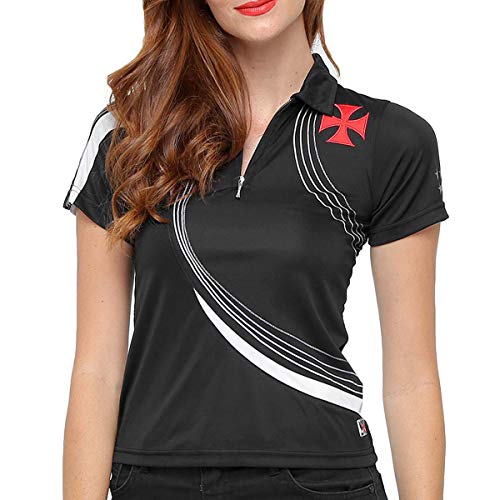 Camisa Polo Feminina Baby Look Vasco da Gama Logo Lateral Oficial