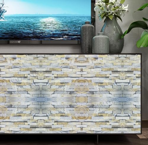Image of WALLMATE Self Adhesive Wood Grain Wallpaper Vinyl Furniture Sticker Wood Wallpaper Kitchen Wallpaper Wooden Door Desktop Wallpapers (Grey Brick, 16x75 Inch)