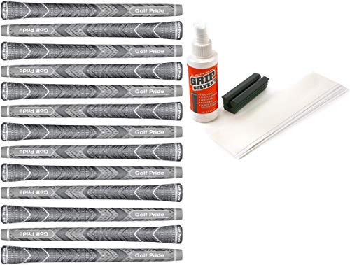 Golf Pride New Decade MCC Plus4 Grip Kit with Tape, Solvent and Vise Clamp (13-Piece), Standard, Gray