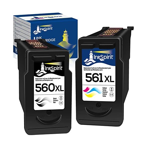 InkSpirit 560 561 Patronen, PG-560 Schwarz und CL-561 Farb Kompatibel für Canon Druckerpatronen 560 561, Kompatibel für…