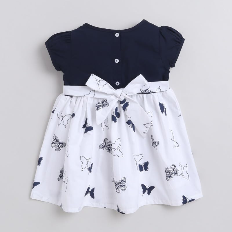 Image of Mama&Bebe Summer Dress for Girls with Cotton Soft Lining | Printed Fit & Flare Kids Outfit with Cute Bow Detail | Comfortable Breathable Party & Outing Dress for Toddlers and Little Girls