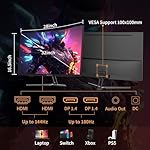 SANSUI 32-Inch Curved Gaming Monitor WQHD 2560 x 1440 180Hz Curved 1500R -Fast VA,1ms(OD), HDR, 300nits, sRGB 125%, DCI-P3 95%, FreeSync, HDMI x2, DP1.4x2(DP Cable Included) - Image 4