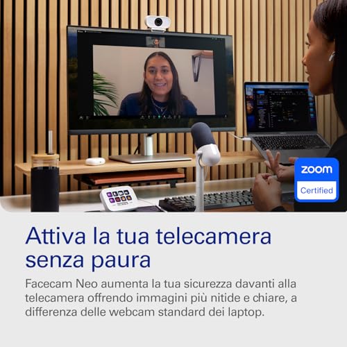 Facecam Neo – Webcam Full HD con copriobiettivo scorrevole, correzione della luce, per videochiamate, streaming, Teams/Zoom/Slack/OBS/Twitch/Youtube e altro – USB-C/Plug & Play su PC/Laptop/Mac - Webcam - Immagine 1