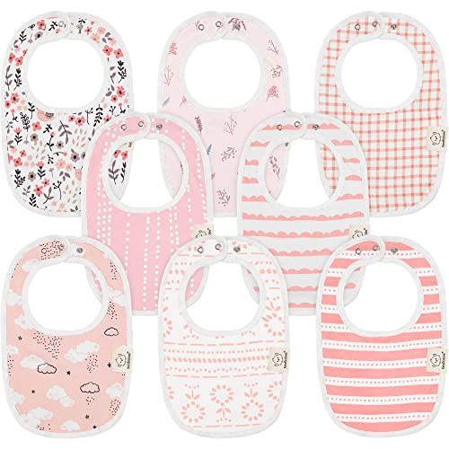 Image of 8-Pack Organic Baby Bibs for Girls & Boys - Teething Baby Bibs for Boy, Girl - Newborn Bibs for Baby Girl, Boy