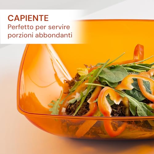 Avilia Set bestehend aus Behälter und Besteck, orange, 30 cm, ideal zum Zubereiten und Einfüllen von Salat, Gemüse und Beilagen, mit zwei praktischen Bestecken zum Wenden von Gewürzen, robust und