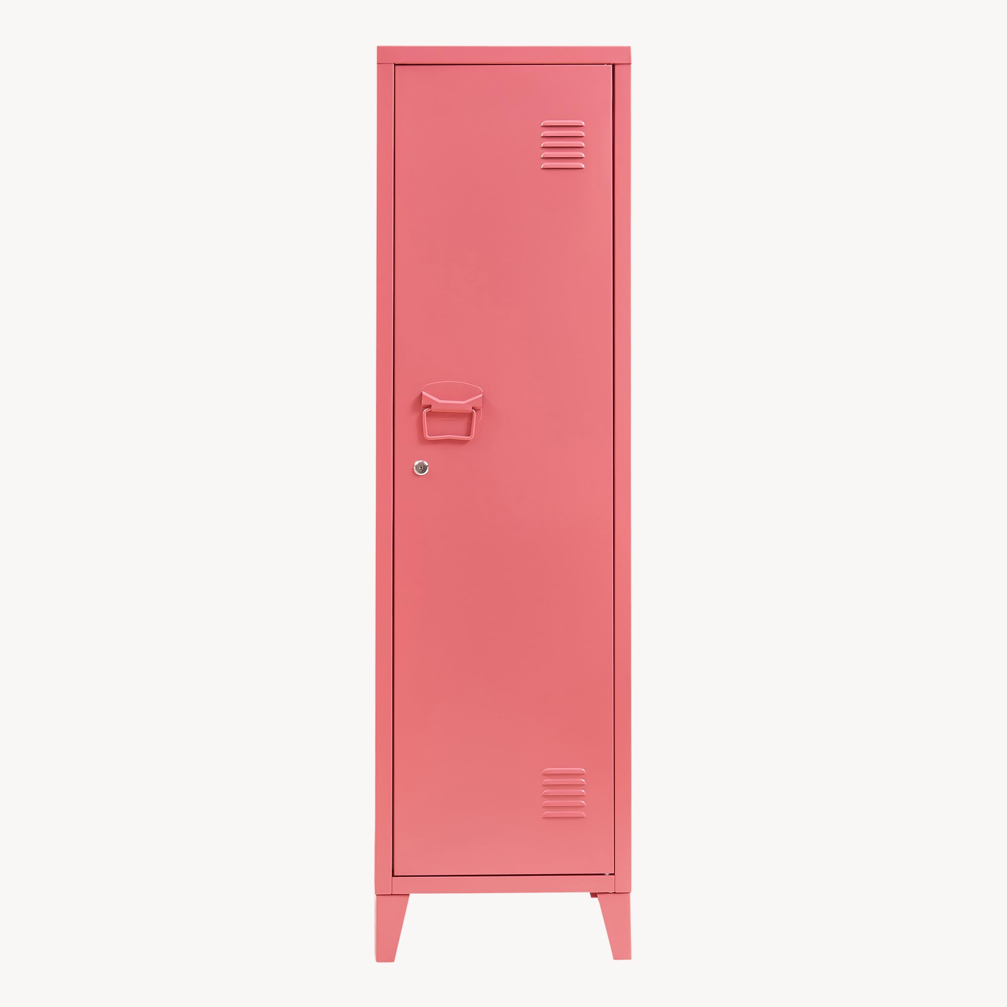 [en.casa] Casillero Metálico Kurikka con 2 Llaves Guardarropa Armario de Taquilla con 3 Compartimientos Cerradura Magnética y Patas 137 x 38 x 38 cm Acero - Rojo sandía