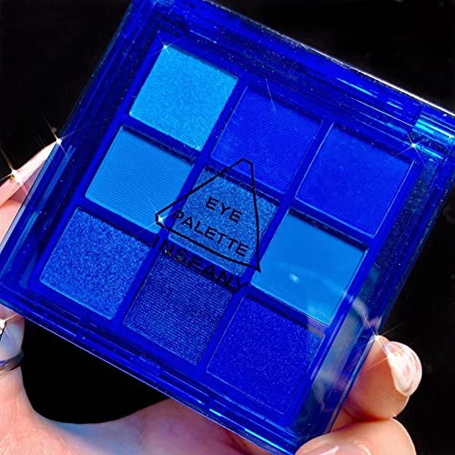 Go Ho 9 Style Blue Grey White Powder Makeup Eyeshadow Palette,Matte & Pearl Shimmer Design Waterproof Cool Blue Eye Eyeshadow Palette For Women&Girls thumb #6