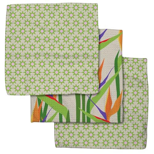 Image of GEOMETRY Kitchen Dish Cloths - Spring & Summer Collection - Premium Dishcloths with Geoweave - Absorbent & Fast Drying Kitchen Towels - Paradise, 10" x 10" - 3-Pack