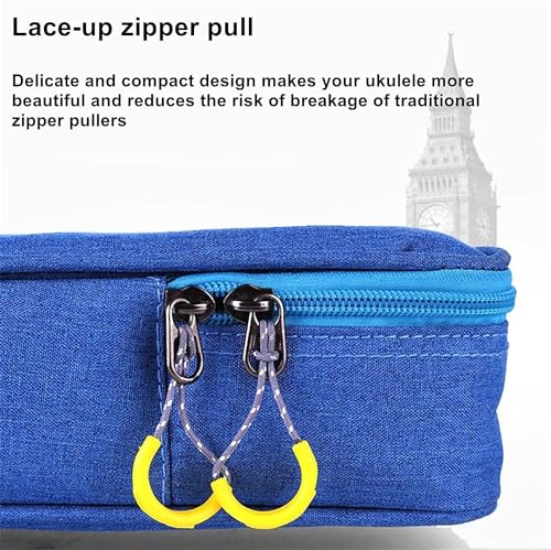 Image of Canvas Ukulele Case 15MM Heavy Sponge Padding Waterproof Dustproof Shockproof Ukulele Bag for Concert Soprano Tenor Ukulele, Blue