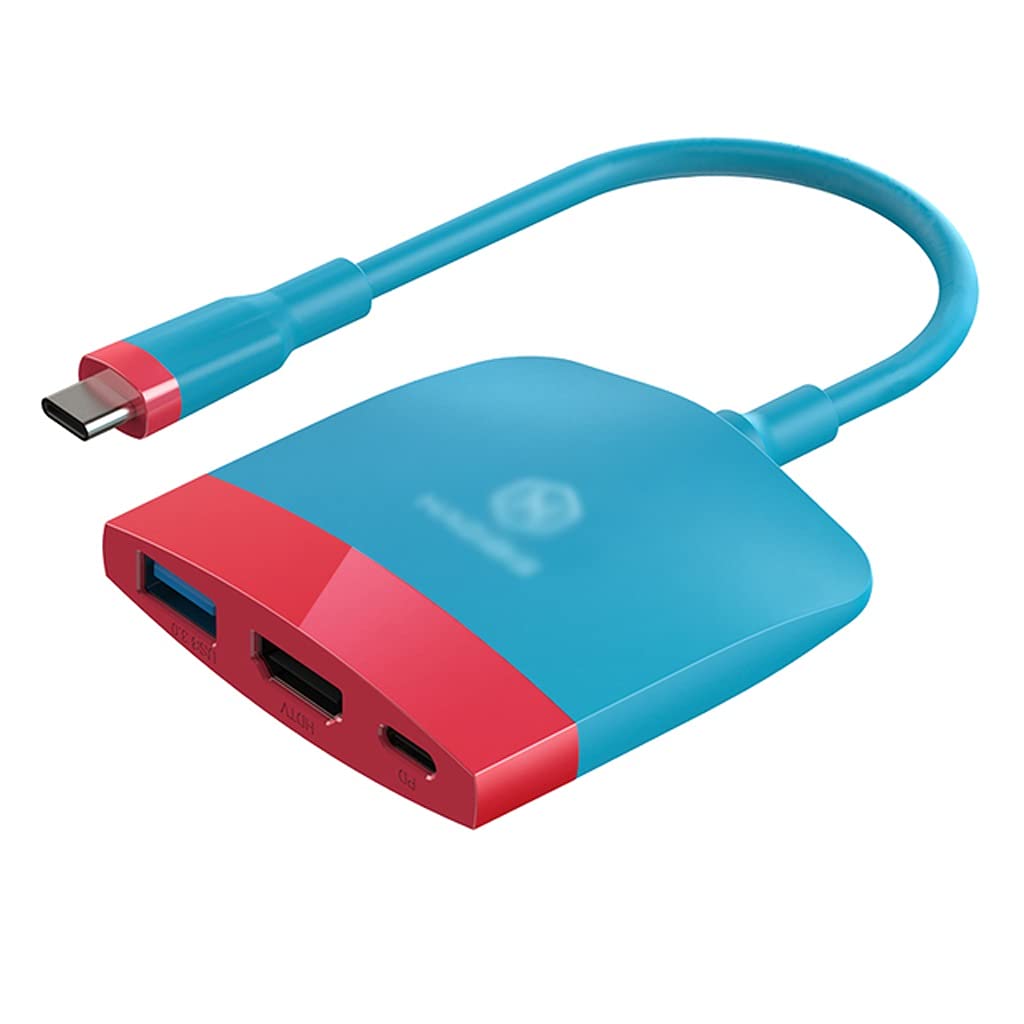 Estación de acoplamiento portátil multifunción USB C a 4K compatible con HDMI USB 3.0 PD para MacBook Pro (color: rojo azul)