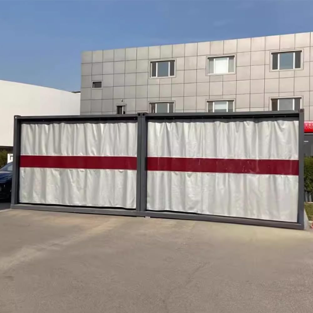 Silikonbeschichteter Schweißvorhang mit rotem Sichtfenster, 1 mm dick, industrielle Schweißdecke, 2,1 x 7 x 3 m, langlebiger Schutzschild für sichere Schweißarbeiten