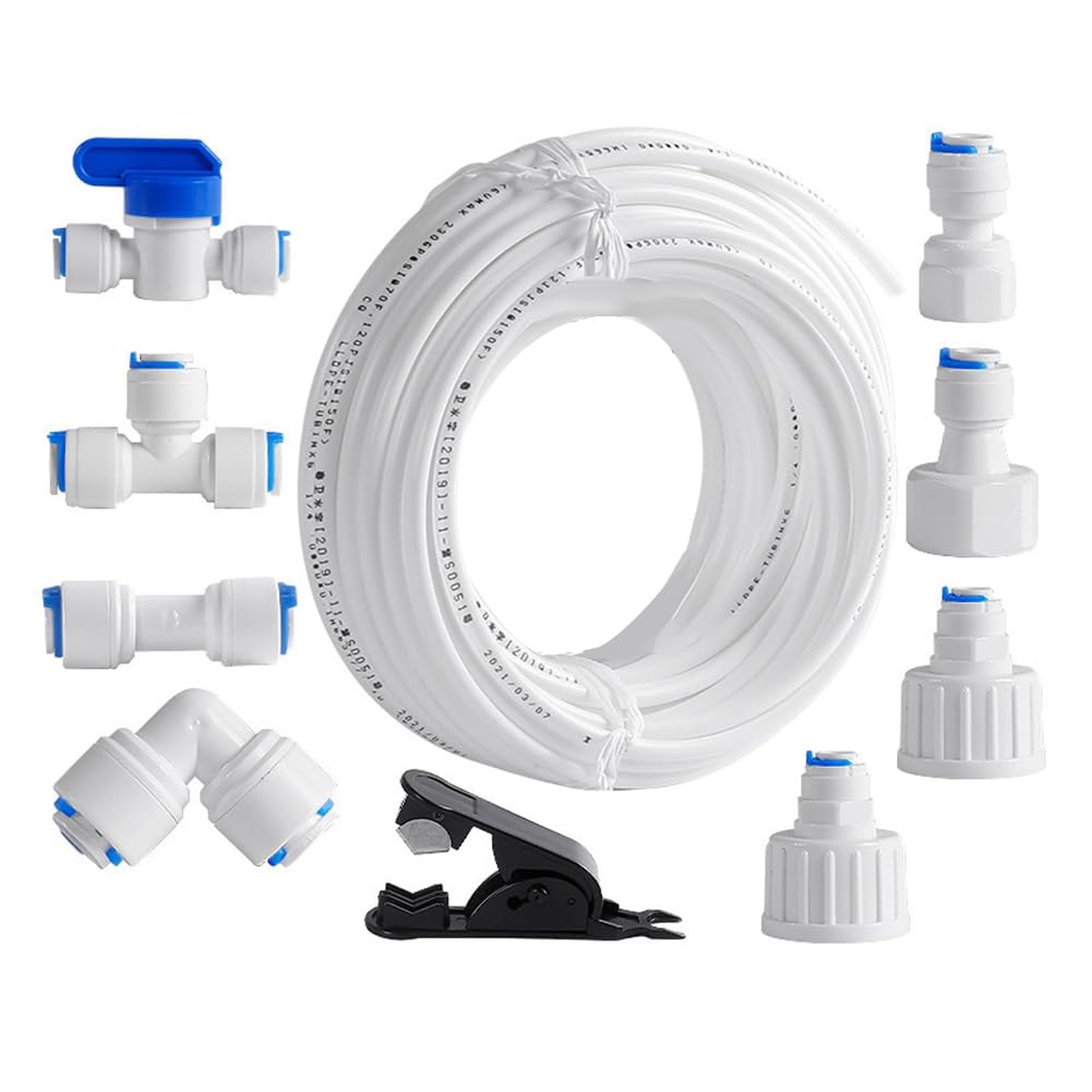 CTRLZS Refrigerator Water Line Kit Connection and Compression Ice Maker Installation Kit,OD Tubing with Quick Connect