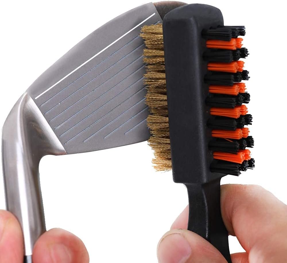 Golf Club Brush Groove Cleaner Tools Dual Sided,Golf Golf Club Bag Accessories Cleaning Brushes Metal Nylon Portable Pocket Durable for Irons Balls Spike Easy Attach to Golf Bag (1 Pack) - Image 4