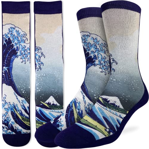 Good Luck Sock Men's The Great Wave off Kanagawa Socks, Adult, Shoe Size 8-132