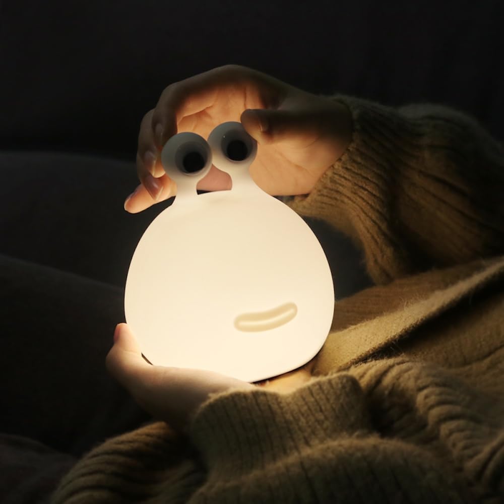 DesignNest Slug Night Light, LED Soft Silicone Touch Control, Dimmable, Auto Off Timer, Rechargeable, Sleep Aid, 80H+ Long, Squishy Toy, Kids, Toddler, Nursery, Bedroom, Gift