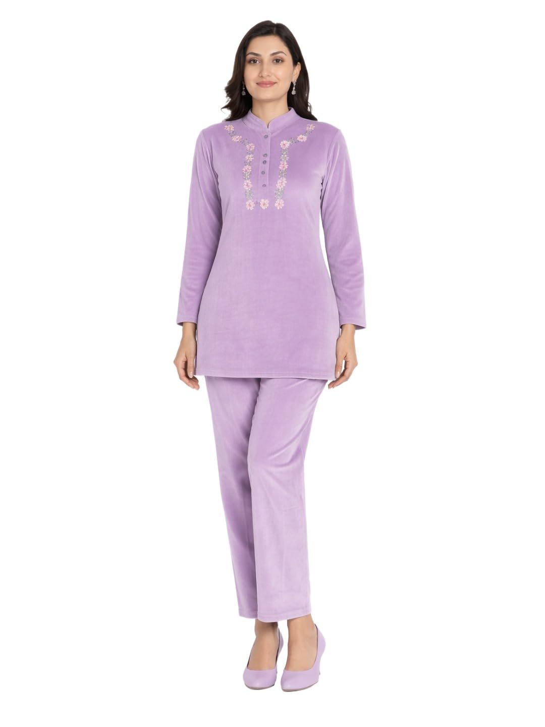 elendra jeans Elendra Wome's Velvet Elegance: Embroidered Cord Set For Winter-picture-14