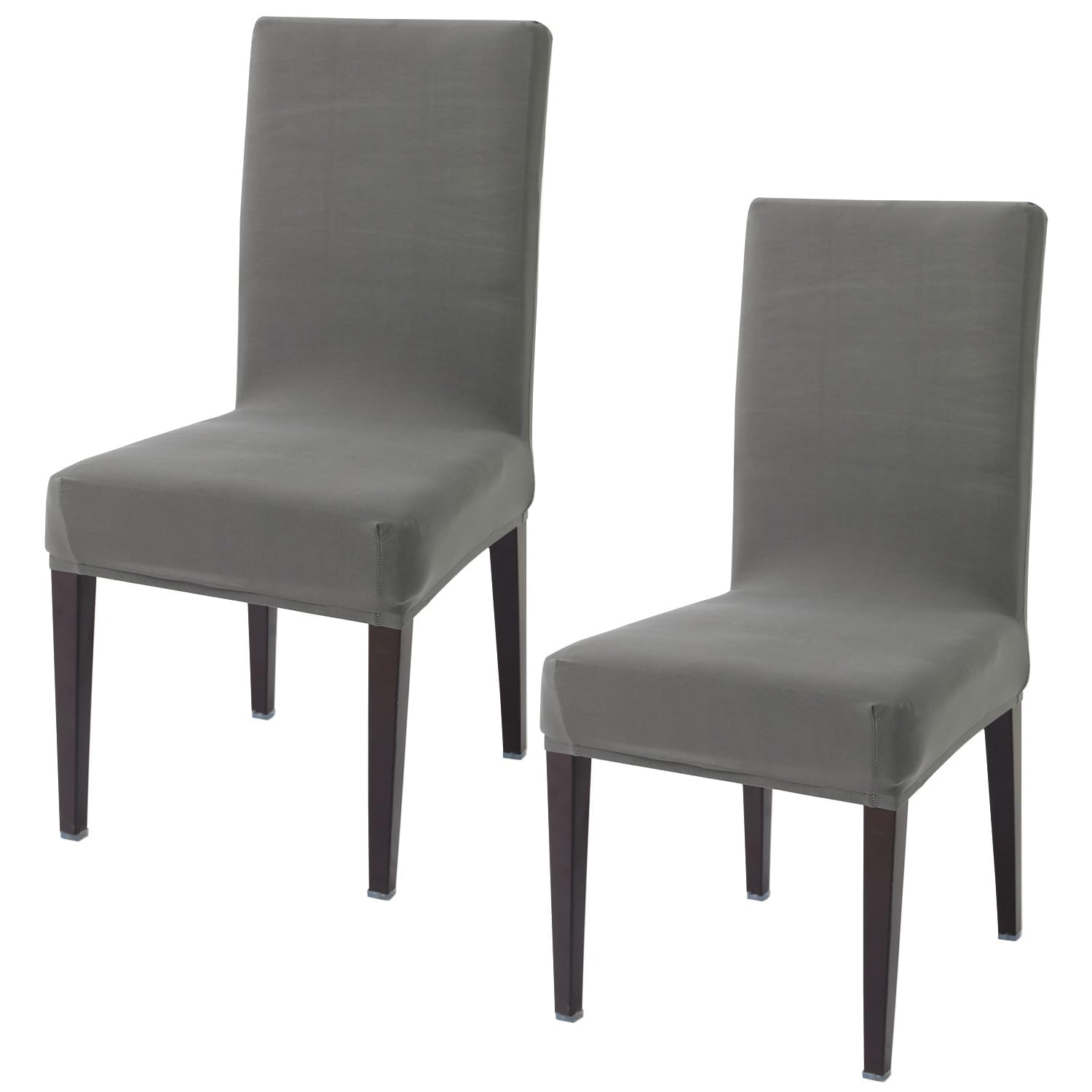HOKIPO Dining Chair Cover Set of 2 Seater Stretchable Elastic Slipcovers (NEW-4281-E1*2),Grey-image-2
