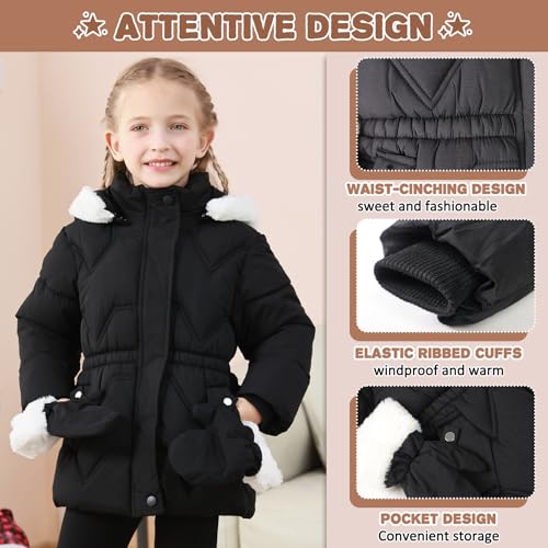 Image of AiWMGL 3T 4T 5T 6T Toddler Girls Winter Coat Jacket Outwear Clothes Warm Overcoat Snowsuit Puffer Parka Fur Lined Hood Kids